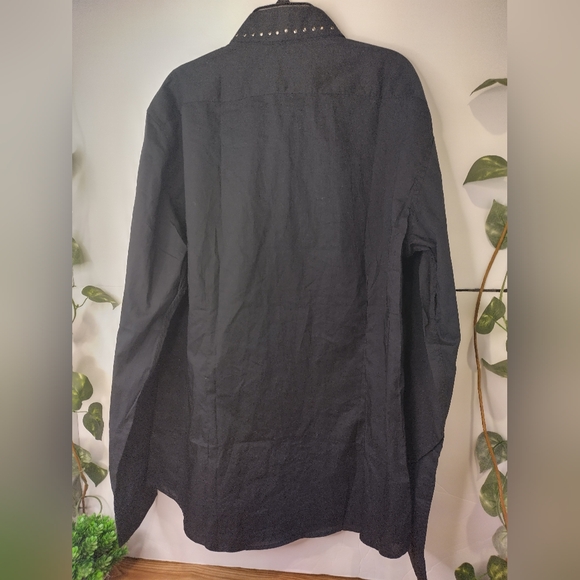Men's Black Dress Shirt With Rivet Collar By Jack And Jones - Picture 7 of 8